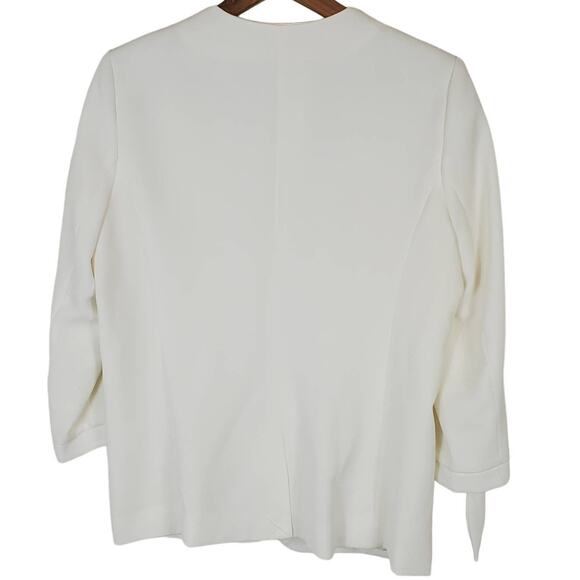 NWT Cece White Open Front Tie Cuff Sleeve Blazer Jacket Women's Size 8 - Picture 3 of 6
